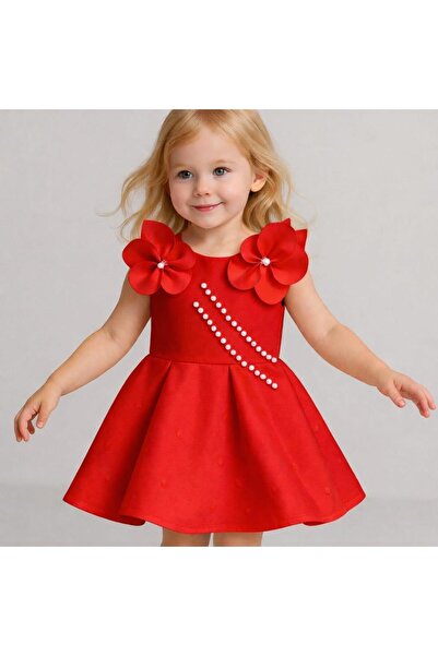 SOFYELLA 23 Απριλίου Κόκκινο Παιδικό Φόρεμα 🇹 🇷   Λευκό φλοράλ βραδινό φόρεμα