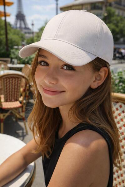 BALIENTE Șapcă ajustabilă din bumbac alb pentru fete