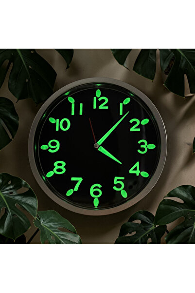 Bahat Phosphorescent 3D Number Children's Room Small Mini Wall Clock Black Wh...