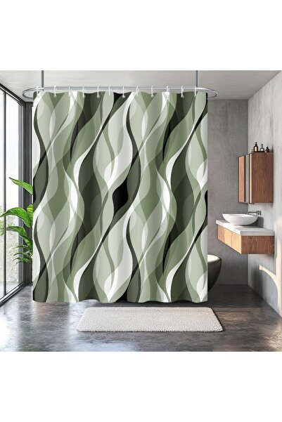 Dotail Perdea de duș Uiiooazy, model geometric abstract, 180 x 200 cm, polies...