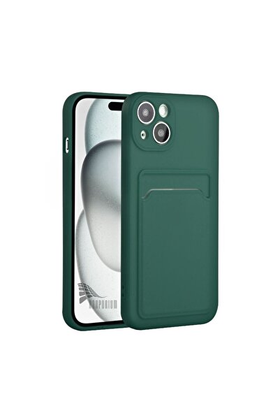 HANPORIUM حافظة سيليكون متوافقة مع هاتف آيفون 13 مع حامل للبطاقات وغطاء مرن ل...