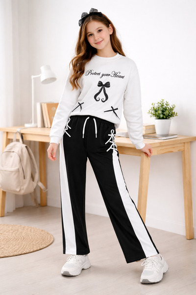 son öz bebe 63203-26 Girls' Tracksuit Set with Side Stripe Detail, Comfortabl...