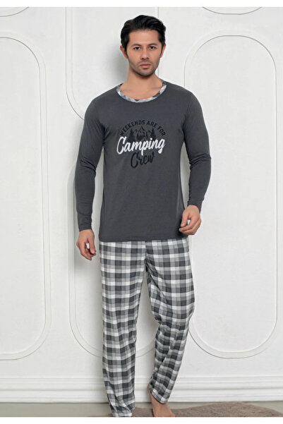 Serena Men's Pajamas, Long Sleeves and Matching Long Pants, ''Camping'' Print...