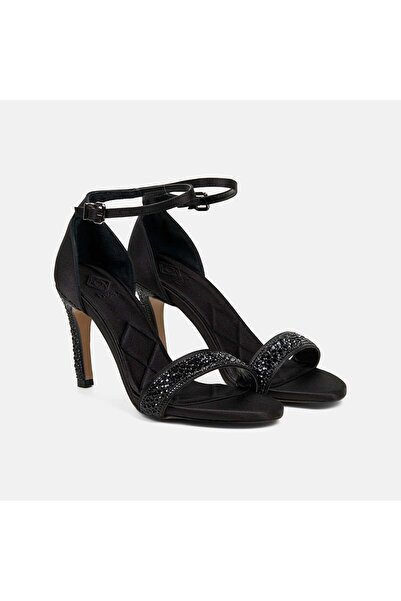 Desa Γυναικεία μαύρα ρυθμιζόμενα πέτρινα πέδιλα βραδινά με τακούνι