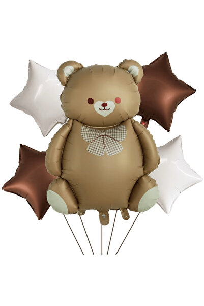 Bunloon مجموعة بالونات على شكل دب بني لتزيين حفلات أعياد الميلاد على شكل نجمة...