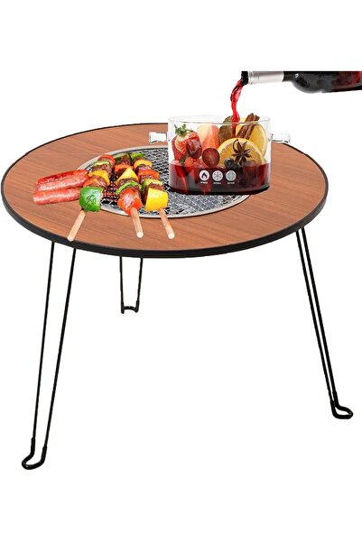 YESMAX شواية فحم خارجية، طاولة شواء صغيرة، طاولة شاي بجانب النار، موقد خشبي خ...