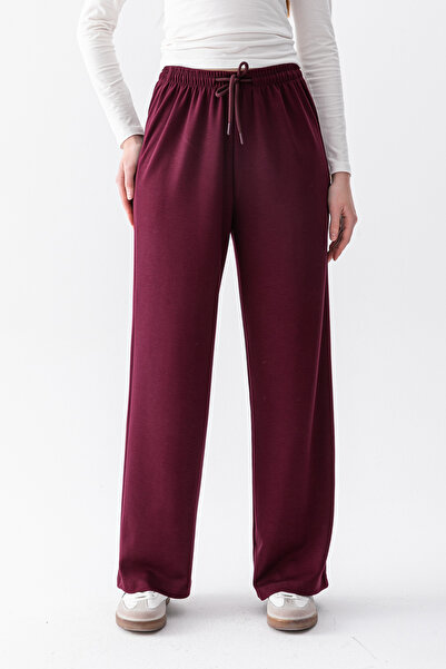 Warasiva Women's Black Modal Fabric Soft Textured Wide Cut Sweatpants