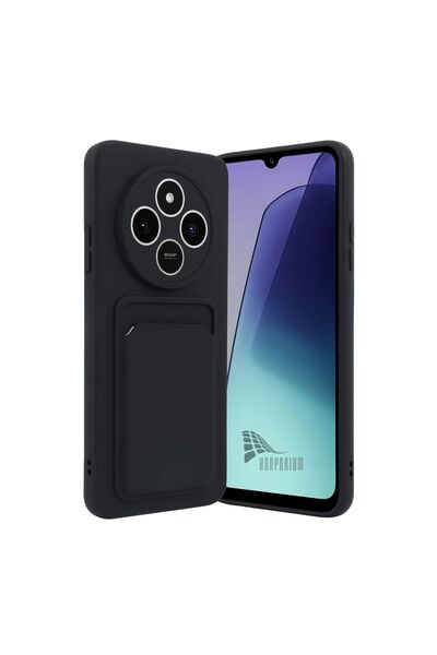 HANPORIUM حافظة سيليكون متوافقة مع Redmi A4 مع حامل بطاقة وغطاء مرن بلون باست...