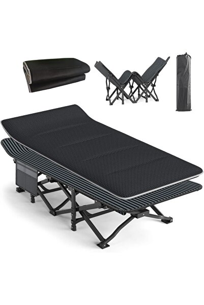 Dotail ATORPOK Pat de camping pliabil, 190 x 70 cm, portabil, saltea detașabi...