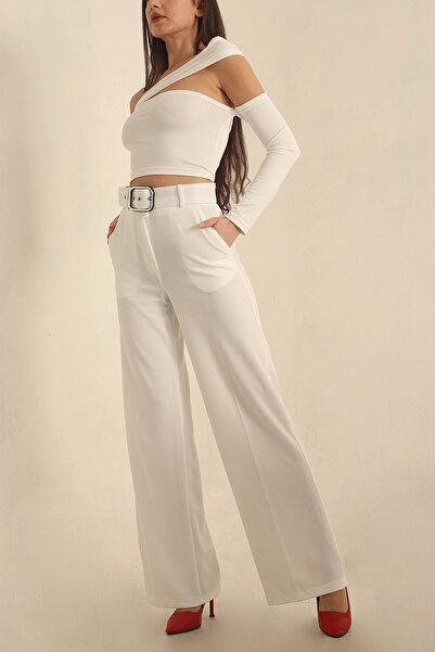 mj style Women's Belted Palazzo High Waist Spanish Flare Pants