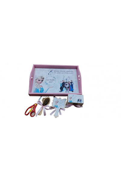 1 Tavita de turta, set de 5 piese, lemn vopsit, Frozen , roz