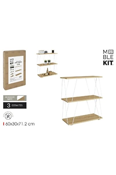 Mobiak Moblek Storage Shelf, 3 Levels, Metal Structure and Wooden Shelves, White