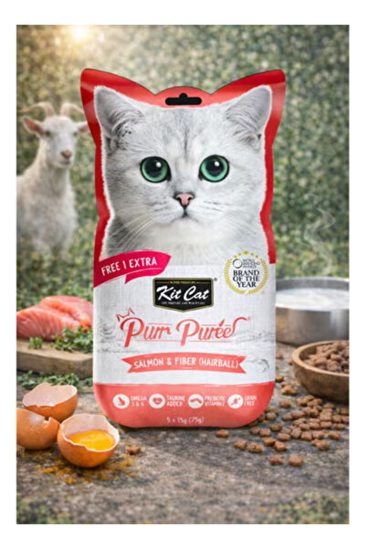 Kit Cat بور بوريه مكافآت القطط بالسلمون والألياف (للحماية من كرات الشعر) 5 × ...