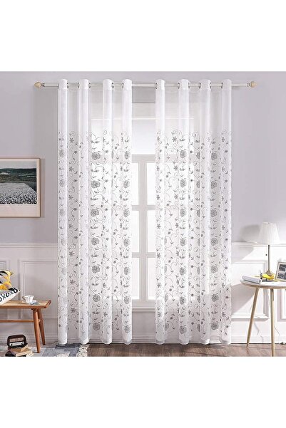 Dotail Miulee 2-piece curtain set, plain semi-sheer voile, 140 x 260 cm, hemm...