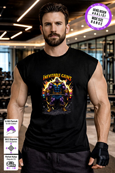 BESSA Black Titan Gym Printed Crew Neck Sports Athlete's Undershirt Premium T...