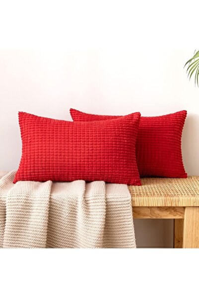 Dotail Set of 2 EMEMA decorative pillowcases, ribbed pattern, 30 x 50 cm, vel...