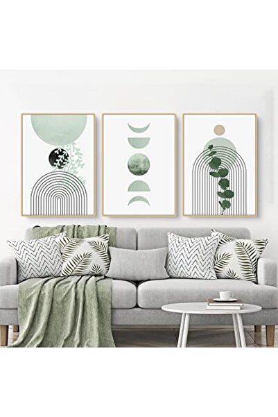 Dotail Set of 3 ZFTCN paintings: abstract, nature, leaves, minimalist, 40 x 6...