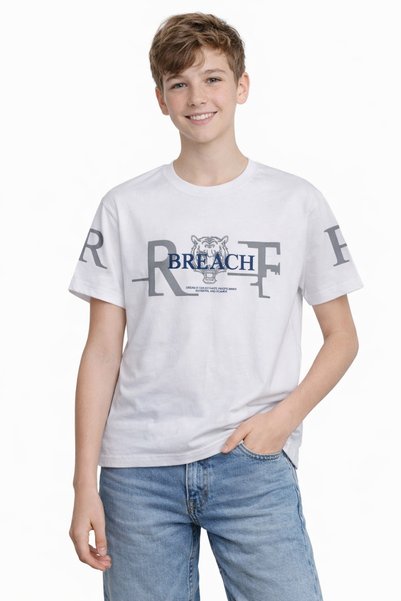 İrem Çocuk Giyim Boy's Breach Written Tiger Embroidered Sleeves Letter Patter...