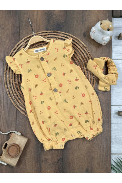 Bolly Baby Muslin Floral Printed Bandana Buttoned Bottom Snap Summer Baby Gir...