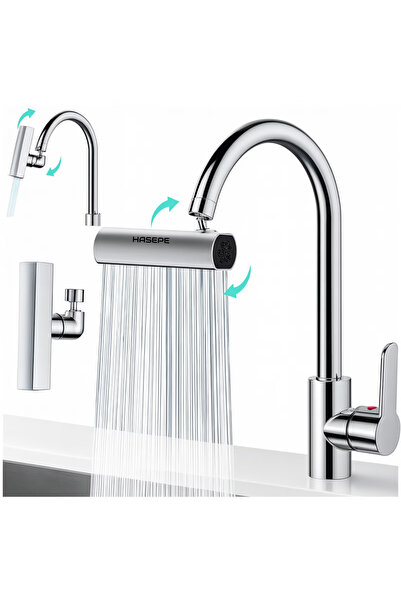 HASEPE 360° Faucet Extension with 4 Modes, Universal Kitchen Bathroom Adapter...