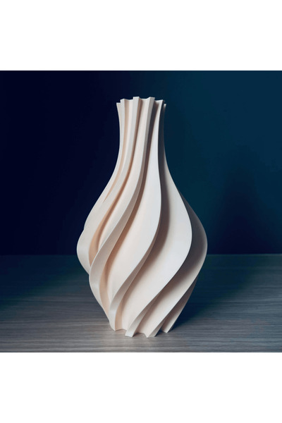 OEM Cream decorative vase with spiral design, 20 cm, modern minimalist style