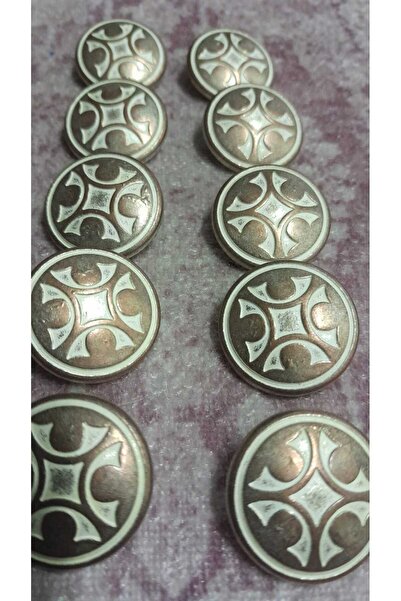 ILCARE Antique Copper Plated Metal Button 37 Size 23mm 10 Pieces