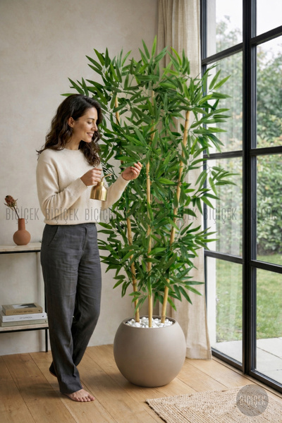 BİÇİÇEK Yapay Bambu Ağacı 160 cm Küre Saksıda