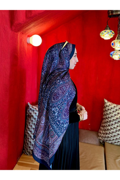 MetuCA Șal moale din bumbac cu textură moale, cu model etnic Paisley, mov-pru...