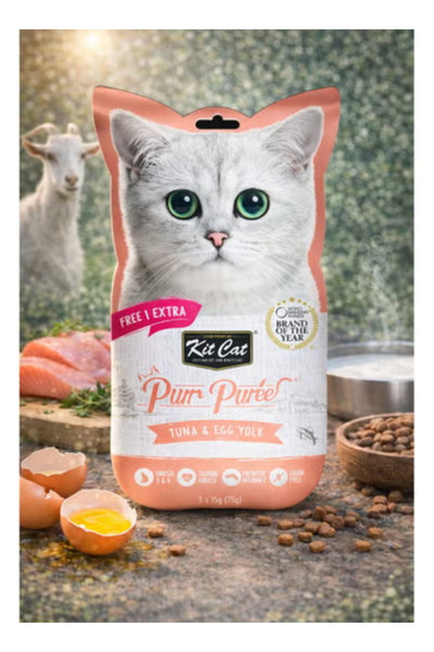 Kit Cat بور بوريه مكافآت القطط بالتونة وصفار البيض 5 × 15 جرام (75 جرام)