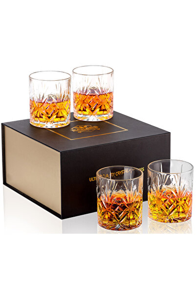 Dotail Set de 4 pahare de whisky din cristal fără plumb, de lux, de 300 ml, K...