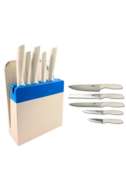 OEM 5-piece kitchen knife set with integrated chopper and sharpener, stainles...