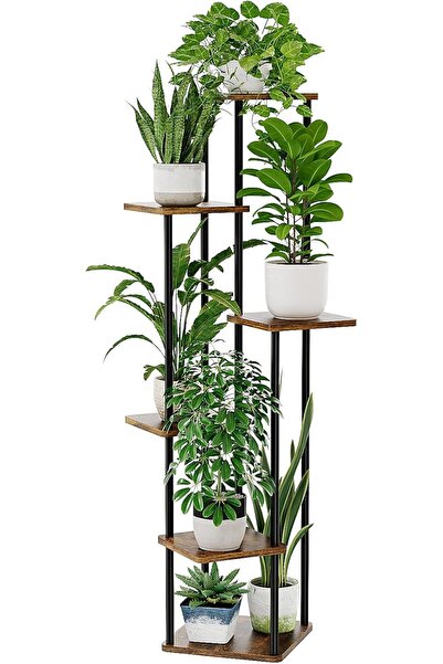 Dotail Стойка за растения Bamworld, 6 нива, 30 x 30 x 130 см, конструкция от ...