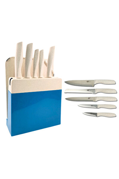 OEM 5-piece kitchen knife set with integrated chopper and sharpener, stainles...