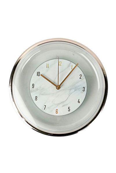 OEM Wall clock 30 cm, marble effect, black numbers, glossy frame