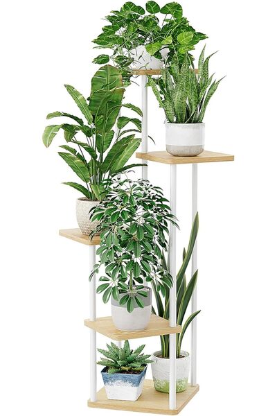 Dotail Suport pentru plante Bamworld, 5 niveluri, 30 x 30 x 110 cm, construcț...