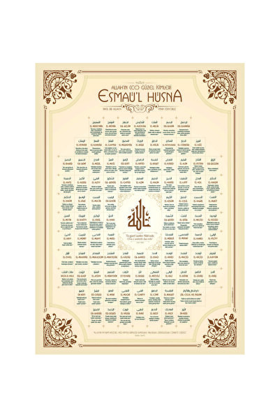 Gokco Esmaül Hüsna Duvar Tablosu İslami Dekoratif Baskı Allah’ın 99 İsmi Mini...