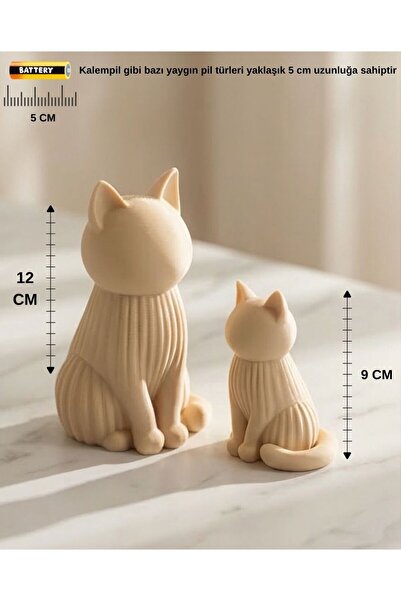 Printorium Minimalist Kedi Biblo Seti 2’li – 12 cm & 9 cm Dekoratif Masaüstü ...
