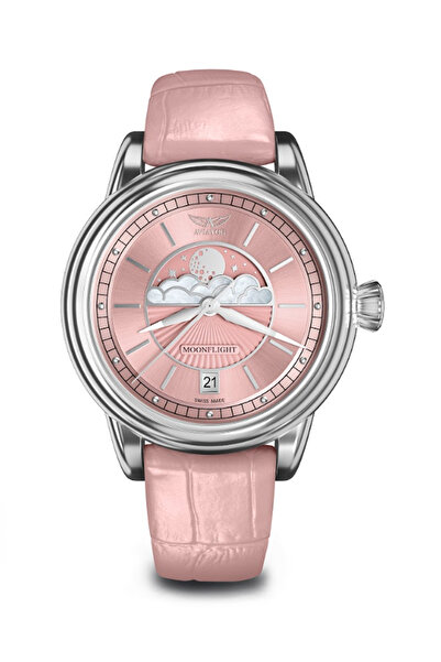 AVIATOR V.1.33.0.257.4 36 mm Women's Wristwatch with Pink Leather Strap Sapph...