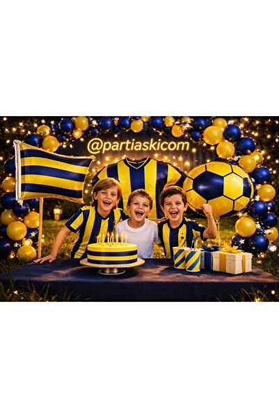 PARTİ AŞKI Sarı Lacivert Taraftar Folyo Balon 3'lü Set (Bayrak - Forma - Top ...