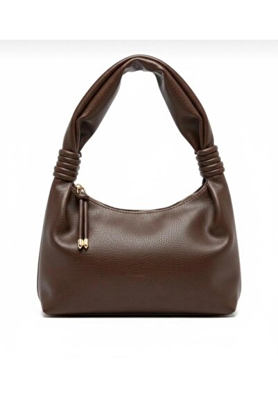 SHIKIRTI Γυναικεία τσάντα ώμου από μαλακό δέρμα με υφή και λεπτομέρεια από δε...