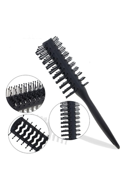 LAND OF MYTH Lom1218 Double Sided Skeleton Brush Hair Styling Wet-Dry Opening and Quick Drying Brush -Black