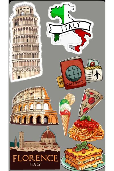 Limitless Design مجموعة ملصقات بتصميم إيطالي - تصميم بيزا والكولوسيوم والبيتز...