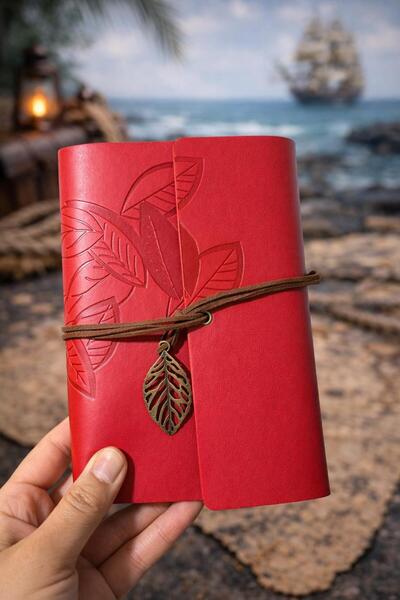 EMKSHOP Leaf Patterned Special Leather Notebook