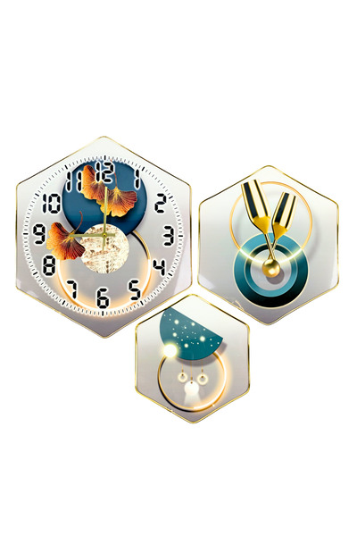 OEM Diamond wall clock with 3 elements, modern design, silent mechanism