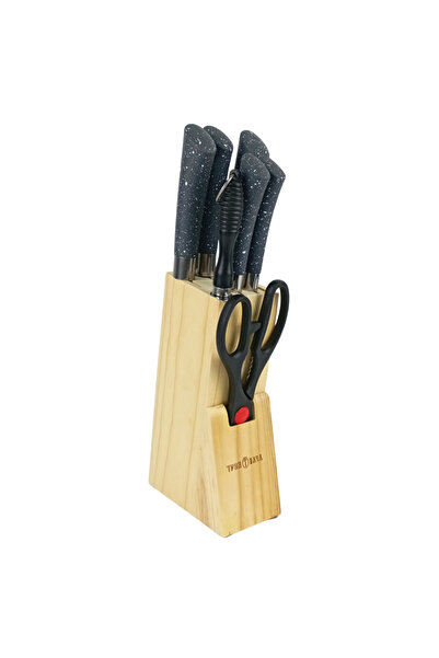 OEM 8-piece kitchen knife set with scissors and holder, stainless steel, ergo...