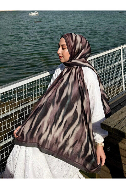 MetuCA Women's Brown Mink Brushstroke Patterned Soft Textured Cotton Bamboo S...