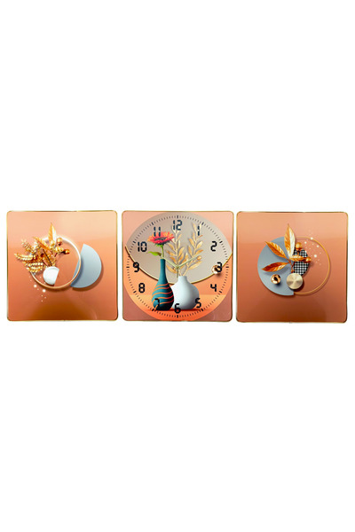 OEM Ceas panorama 40x40 cm, set decorativ 3 piese, mecanism silentios