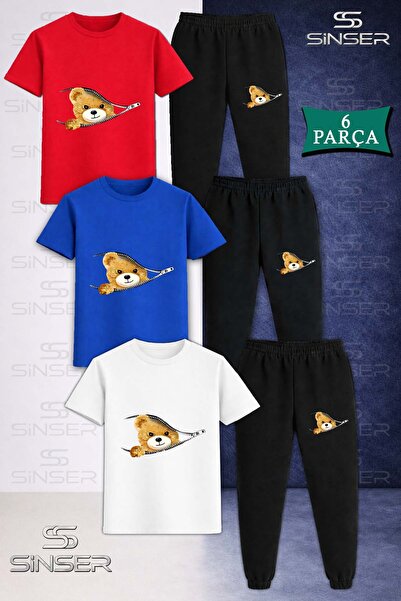 SS SİNSER Παιδικό Unisex Σετ φούτερ με μισό φερμουάρ και αρκουδάκι 3 τεμαχίων
