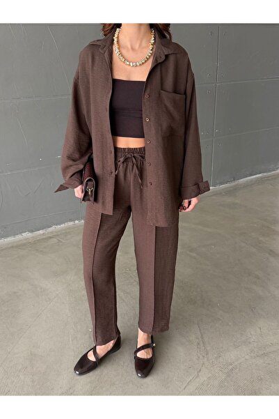 IŞILDA FASHION Σετ πουκάμισο και παντελόνι από λινό Işılda