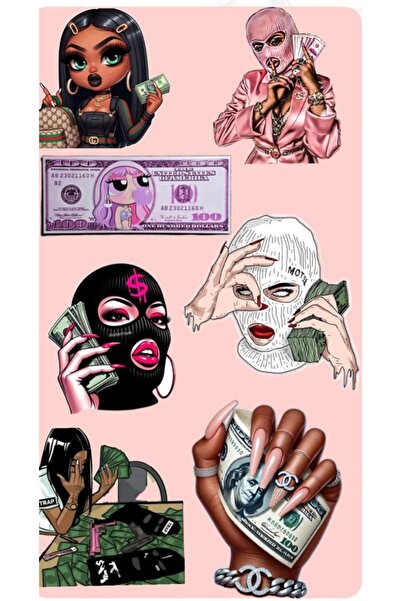 Limitless Design مجموعة ملصقات Money Girl Aesthetic مقاس 22x30 سم - فخامة، نق...
